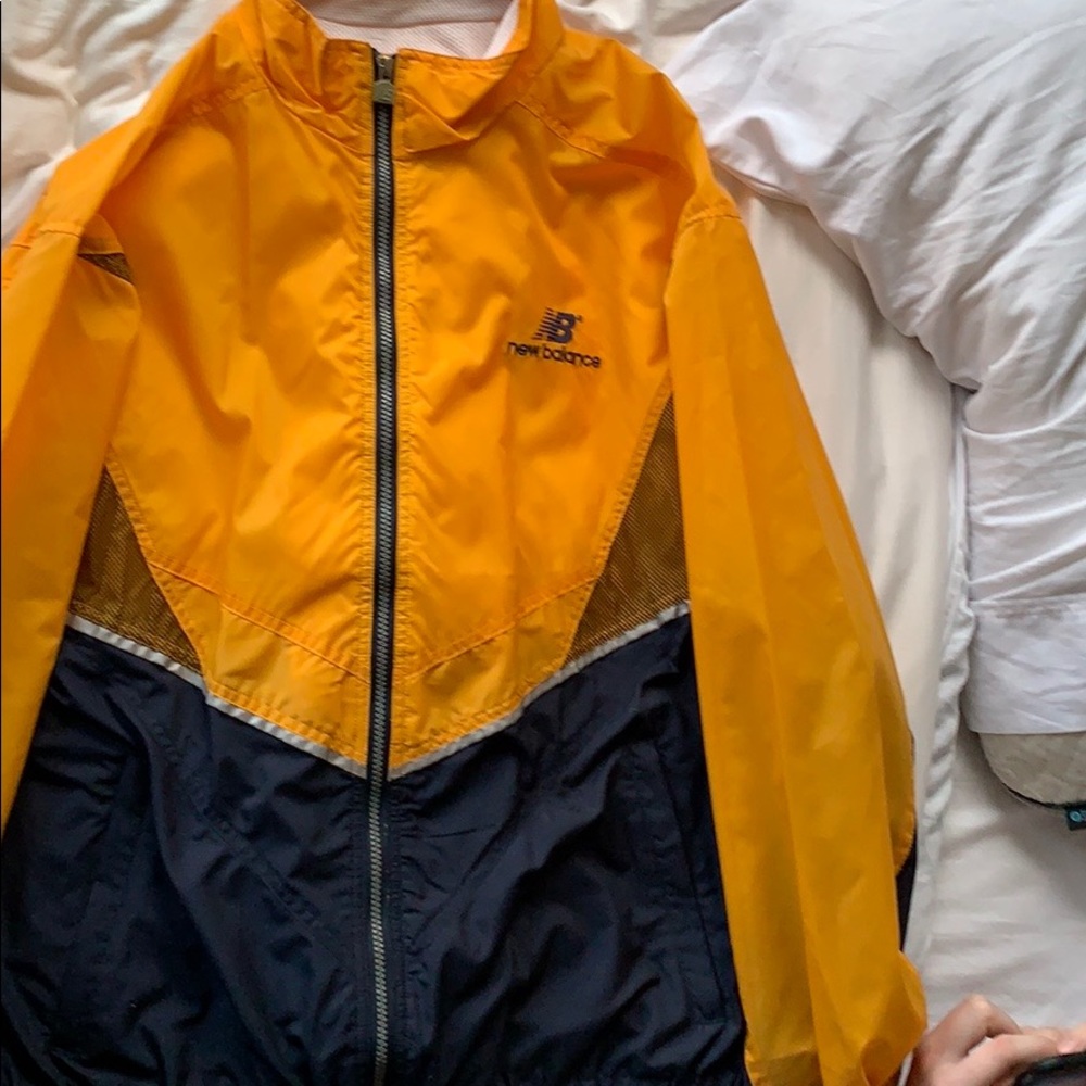 Yellow and navy blue new balance  windbreaker